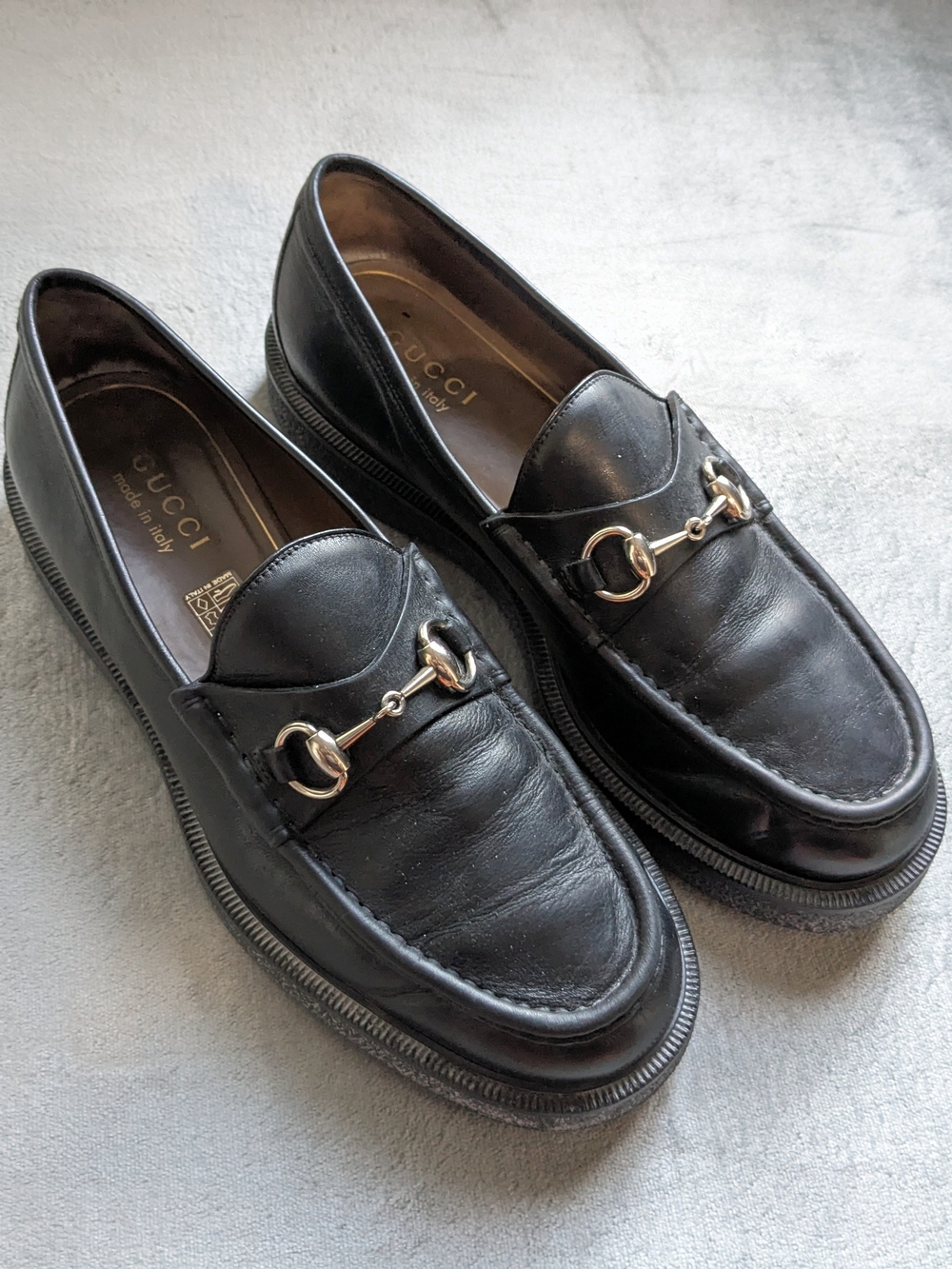 Gucci Men's Black Leather Horsebit Loafers